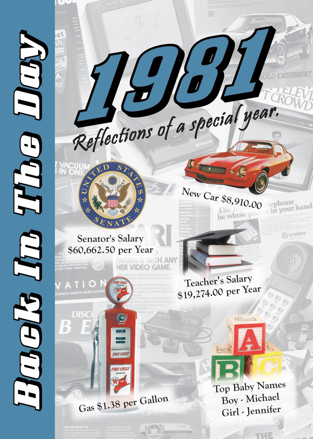 1981 Back In The Day - 24-page Greeting Card / Booklet with Envelope (5 x 7 Size) – Great for Birthdays, Anniversaries, Reunions, Graduations, Client & Corporate Gifts