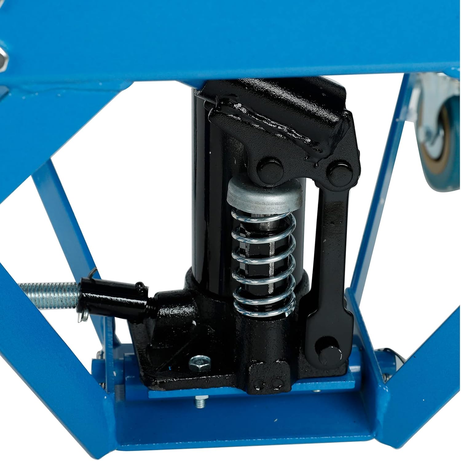 300lbs Heavy Duty Hydraulic Motorcycle Scissor Jack Lift with The Foot Peg Hold Downs Fit for Motorbike Dirt Bike Hydraulic Center Stand Lift with 4 Wheels