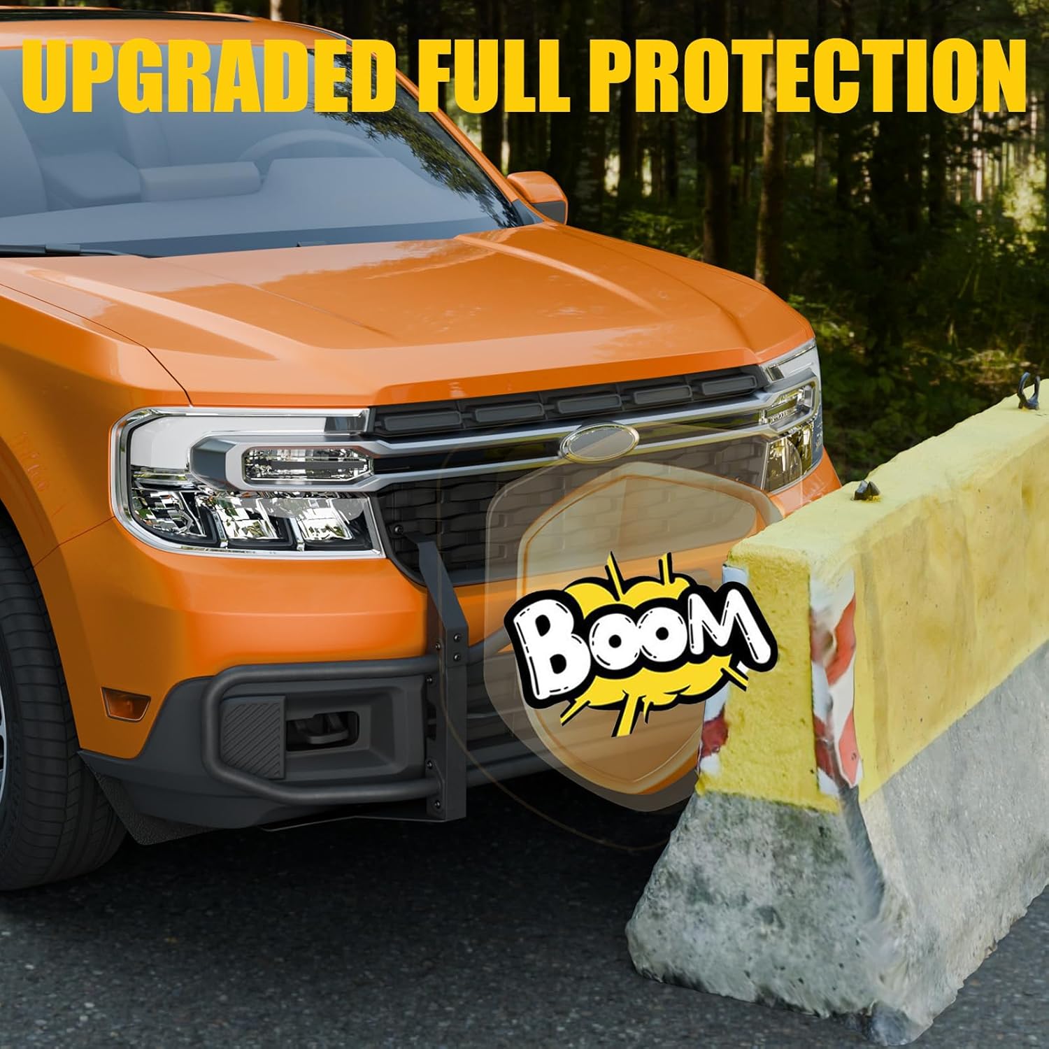 Bull Bar Compatible with 2022-2024 Ford Maverick XLT (Not for 2025+) Carbon Steel Bumper Grille Brash Gurad with Expansion Holes for 2023 Maverick Accessories (Not for FX4 Package)