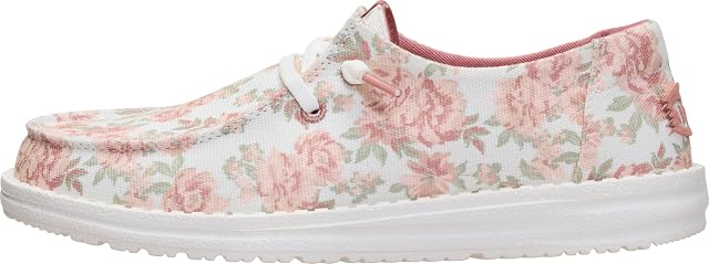 HEYDUDE HEYDUDE Women's Wendy Washed Floral Slip On Loafer, Snow White/Pink/Multi Size 6 | Lightweight Casual Shoes | Easy On Travel Ready Style