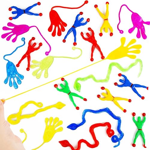 Shindel 48 juguetes adhesivos para niños, juguetes adhesivos elásticos para escaladores de pared, serpientes elásticas para bolsa de regalos, cesta