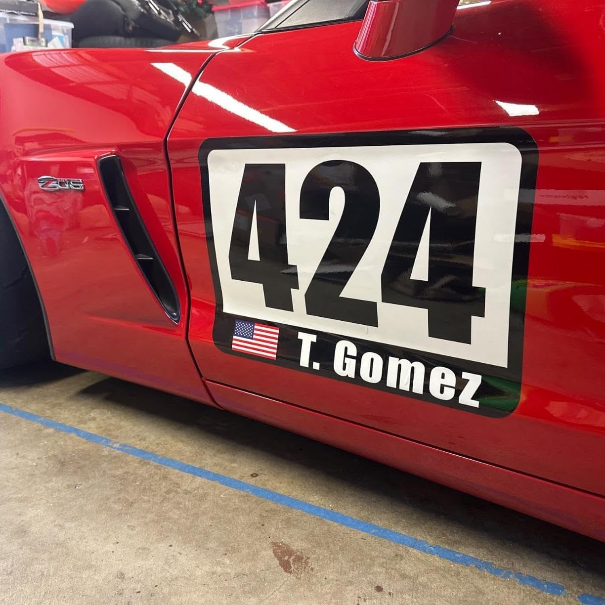 MC MOTOPARTS Track Day Custom Car Racing Autocross Numbers Sticker Name Flag Car Door Vinyl Decal 10" 12" 14" Inch 2 Pieces