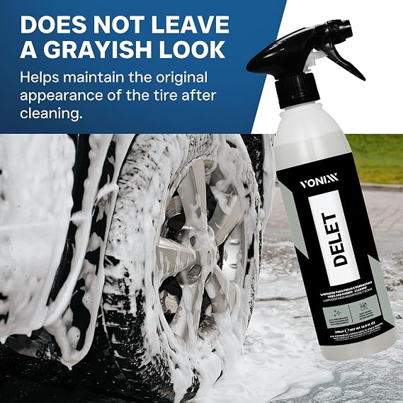 Vonixx Delet Tire and Rubber Cleaner | High-Performance Formula | Removes Dirt and Grime | Versatile Product for Car Detailing | Restores Rubber Back to New | 16.9 fl oz (500 ml)