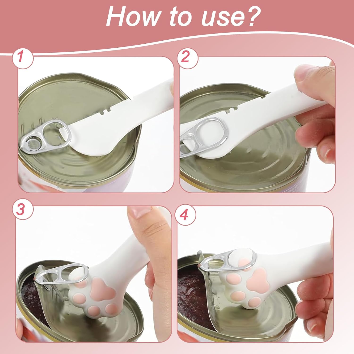 Silicone Lid and Spoon Set for Cats Wet Food, Multifunctional Can Opener for Pet Boxes, Washable BPA Free Utensils, Accessories for Dogs and Cats image 2