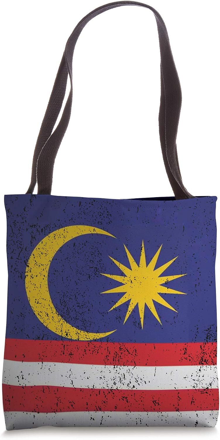 Amazon Com Grunge Malaysia Flag Cool Asia Kuala Lumpur Malaysian Gift Tote Bag Clothing Shoes Jewelry