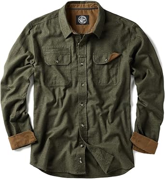 CQR Mens 100% All Cotton Button Down Flannel Shirts, Long Sleeve Brushed Warm Soft Casual Outdoor Plaid Shirt