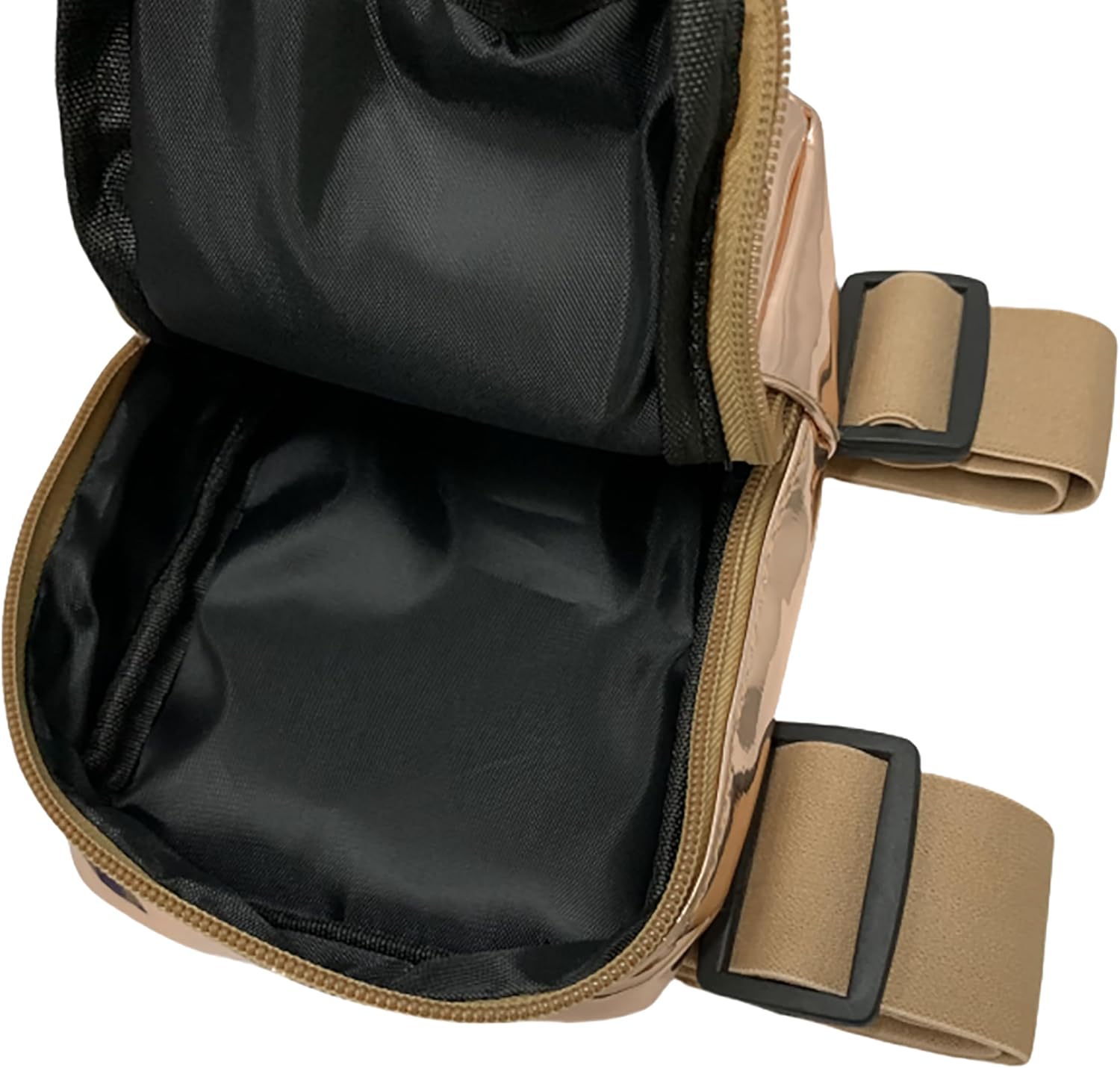 Glossy Thigh Bag | Carnival Leg Harness for Women | Outdoor Waist Pouch | J'ouvert Travel Leg Pack with Adjustable Colored Straps | Rose Gold - Image 6