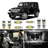 7 Piece CANBUS LED Interior Light Kit for Jeep Wrangler JK 2-Door 2007 2008 2009 2010 2011 2012 2013 2014 2015 2016 2017 2018 Super Bright 6000K White LED Bulbs Package + Install Tool