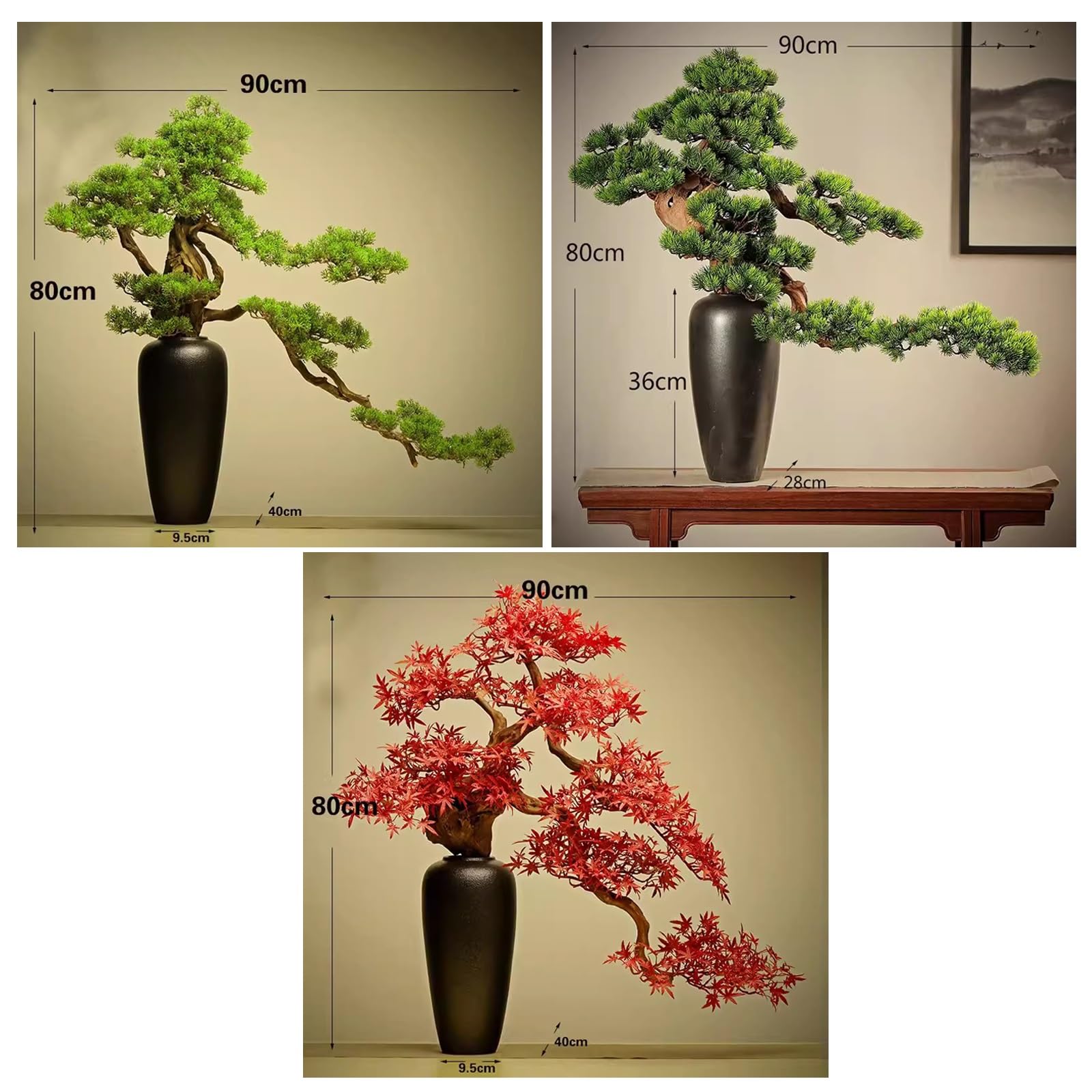 Artificielle Bonsaï Bonsaï Artificiel accueillant des Plantes Vertes de Paysage de pin, décorations d'arbre de pin for la Maison Plante Artificielles(B)