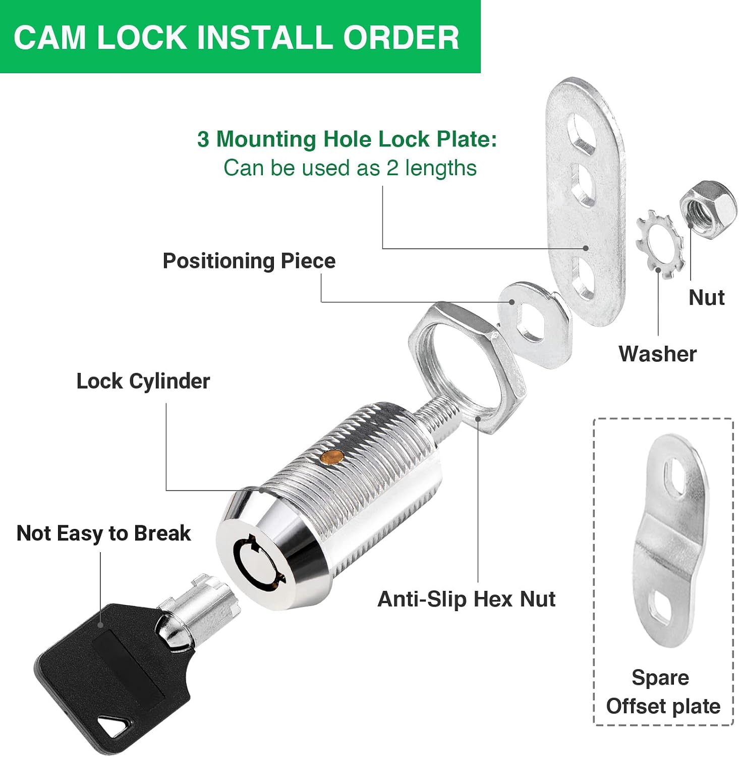 5-Pack RV Storage Locks with Keys, 1-1/8' Keyed Alike Locks for Camper Cabinet Door & Toolbox image 3