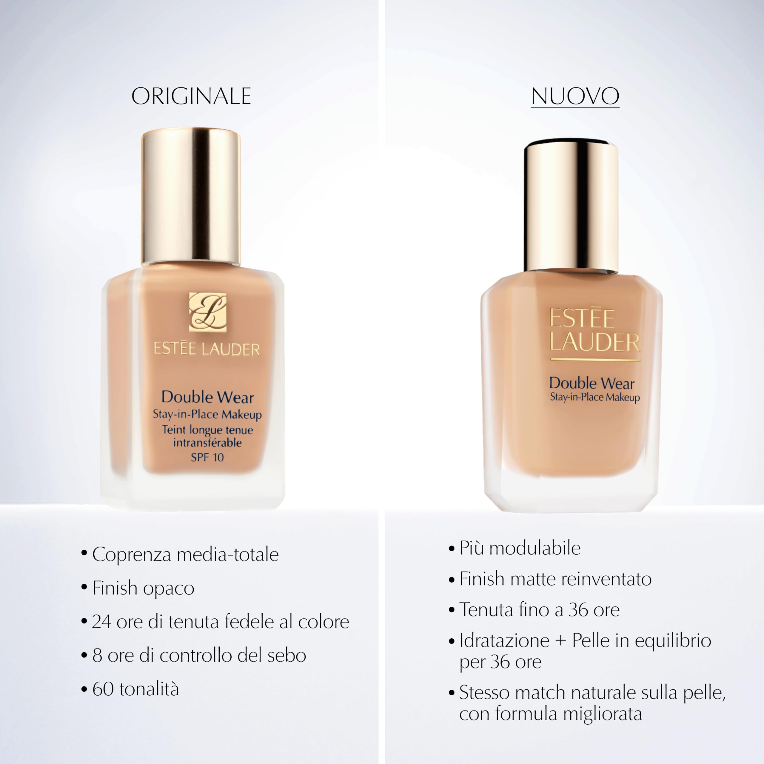 Estée Lauder Double Wear Stay-in-Place Makeup - Fondotinta dal finish naturale e opaco - 36 ore di tenuta, 30 ml