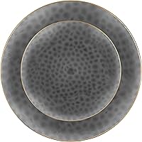 Vista 91 de PARTY BARGAINS 7" & 10" Organic Collection Hammered Appetizer and Dinner Plates Combo with Gold Rim – Transparent White, 32-Pack Disposable Plastic