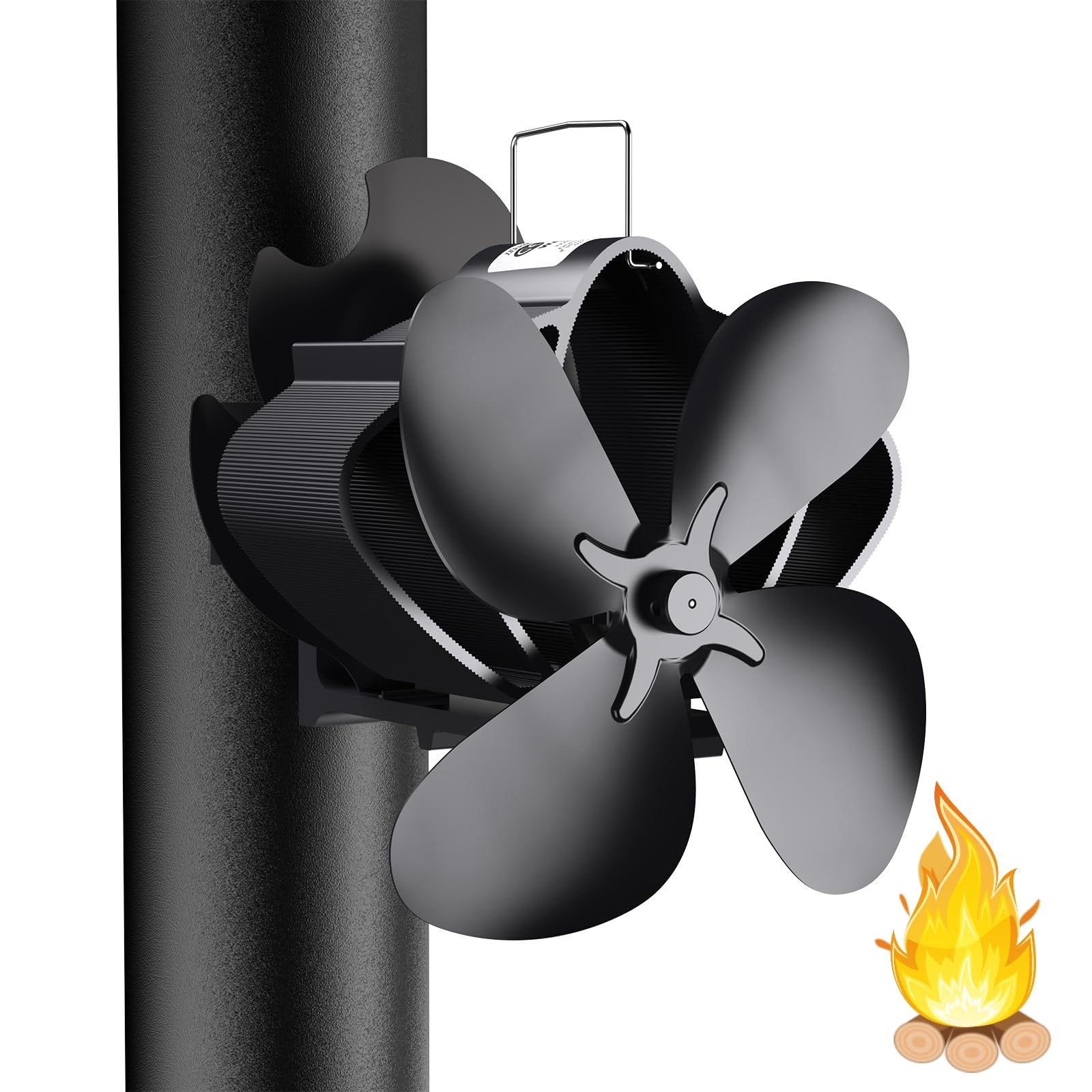 Drcokars Magnetic Stove Fan, Upgrade Log Burner Fan Silent, Wood Burner Fan Chimney Fan, Heat Powered 4-Blade Fan for Wood Burning Stove, Efficient Fire Fan for Fireplace, Stove Flue Pipe Fan