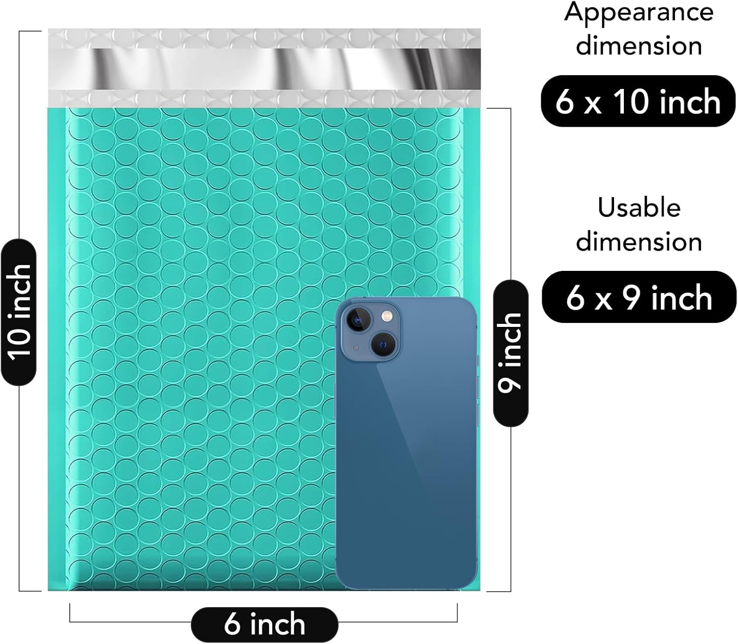 Fuxury 500 Pack Teal Bubble Mailers 6x10 Inch, Small Bubble Shipping Envelopes#0 Thick Bubble Padded Mailer Strong Adhesion Padded Envelopes for Mailing Jewelry,Makeup