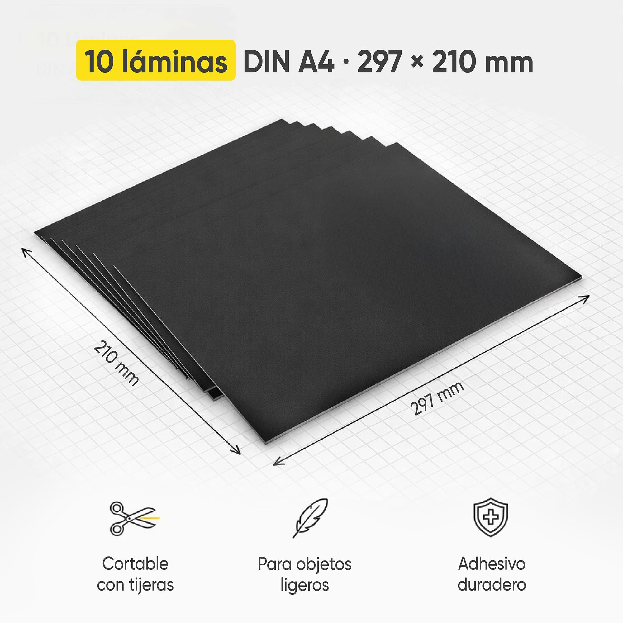 PREVIS Lámina Magnética Autoadhesiva DIN A4 (297 x 210 mm) – Hojas Imantadas Adhesivas para Fotos, Manualidades y Carteles – Película Magnética para Hogar, Escuela y Oficina (Pack 10 Unidades) — view 3