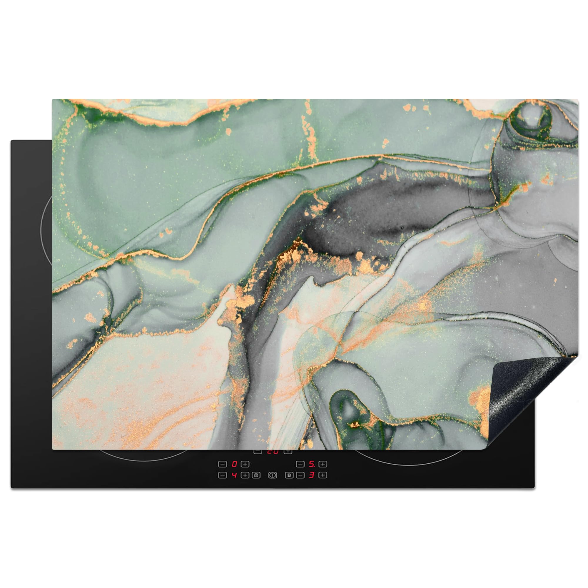 KitchenYeah© Induction Hob Protector Mat 20.1"x30.3" / 77x51 cm Stove Cap Top Cover Kitchen Cooker Covers for Electric Hobs Vinyl Gold - Marble - Green - Luxe - Glitter - Marble Look