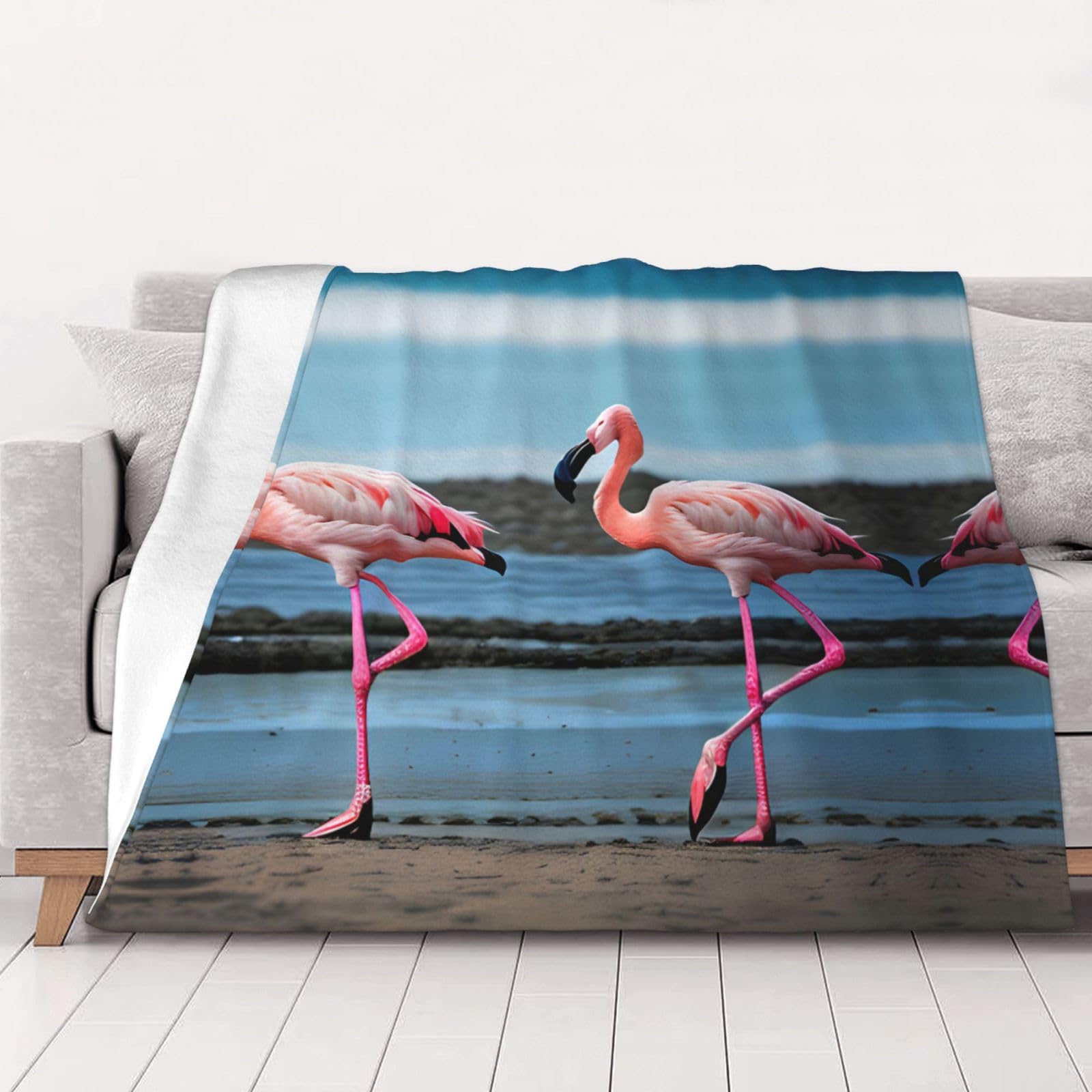 Couverture polaire flamant rose pour éliminer les frissons sur votre lit ou votre canapé de salon