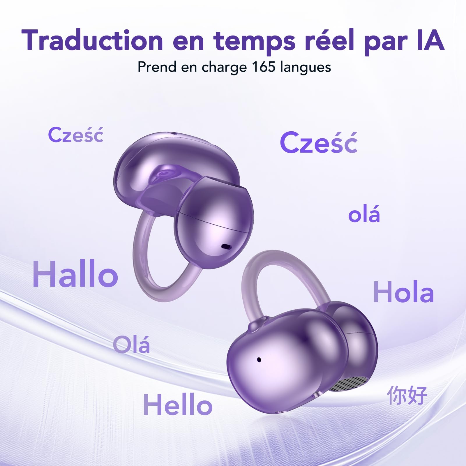NE32 Traducteur Instantané 165 Langues Écouteurs Sans Fil Bluetooth 6.0 48H Autonomie ENC
