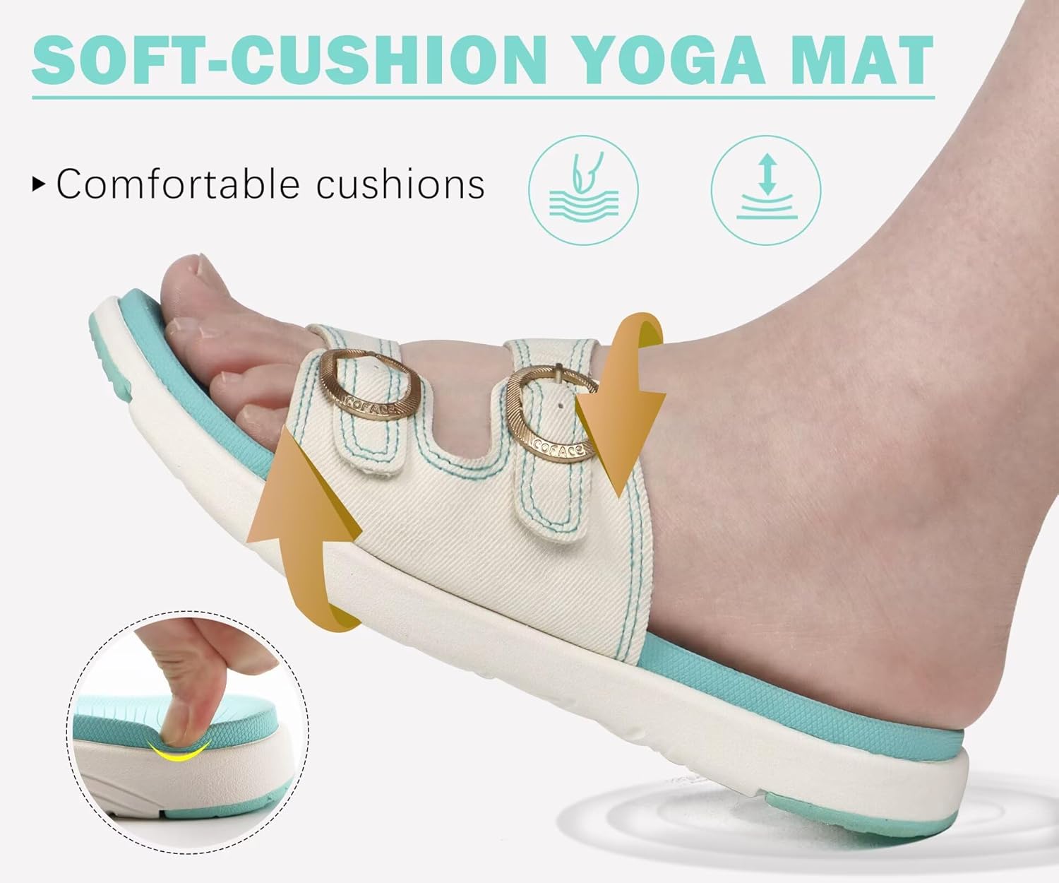 COFACE Womens Orthotic Slides Comfort Plantar Fasciitis Arch Support Slip on Flat Sandals Ladies Soft Cushion Fashion Yoga Mat Slippers With Adjustable Straps - Image 4