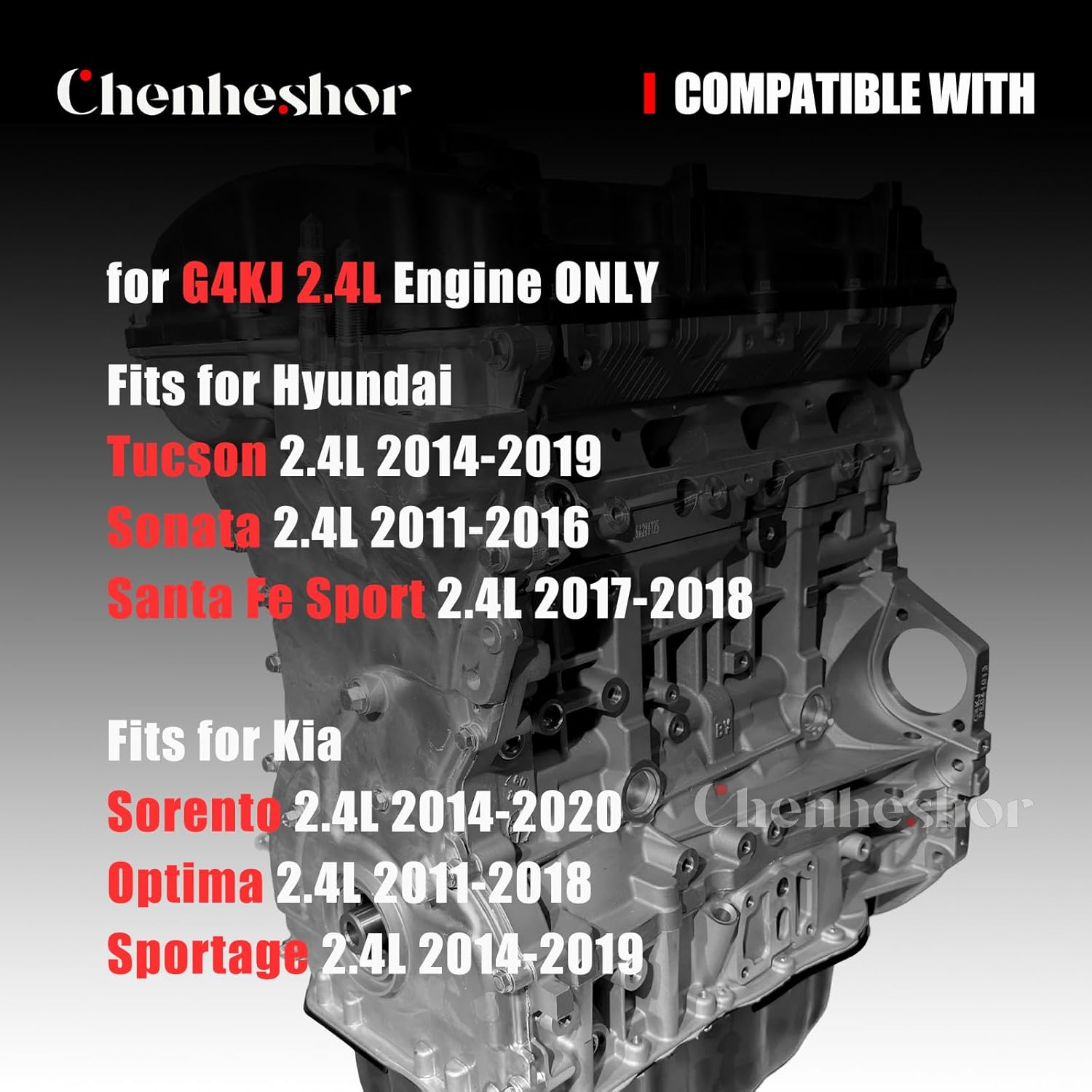 G4KJ 2.4L Engine Rebuild Overhaul Kit Crankshaft Connecting Rod Piston Gasket Kit Compatible with Hyundai Tucson Sonata Fe Fits for Kia Sorento Optima Sportage 2.4L 2011-2020 23111-2G200 23510-2G500