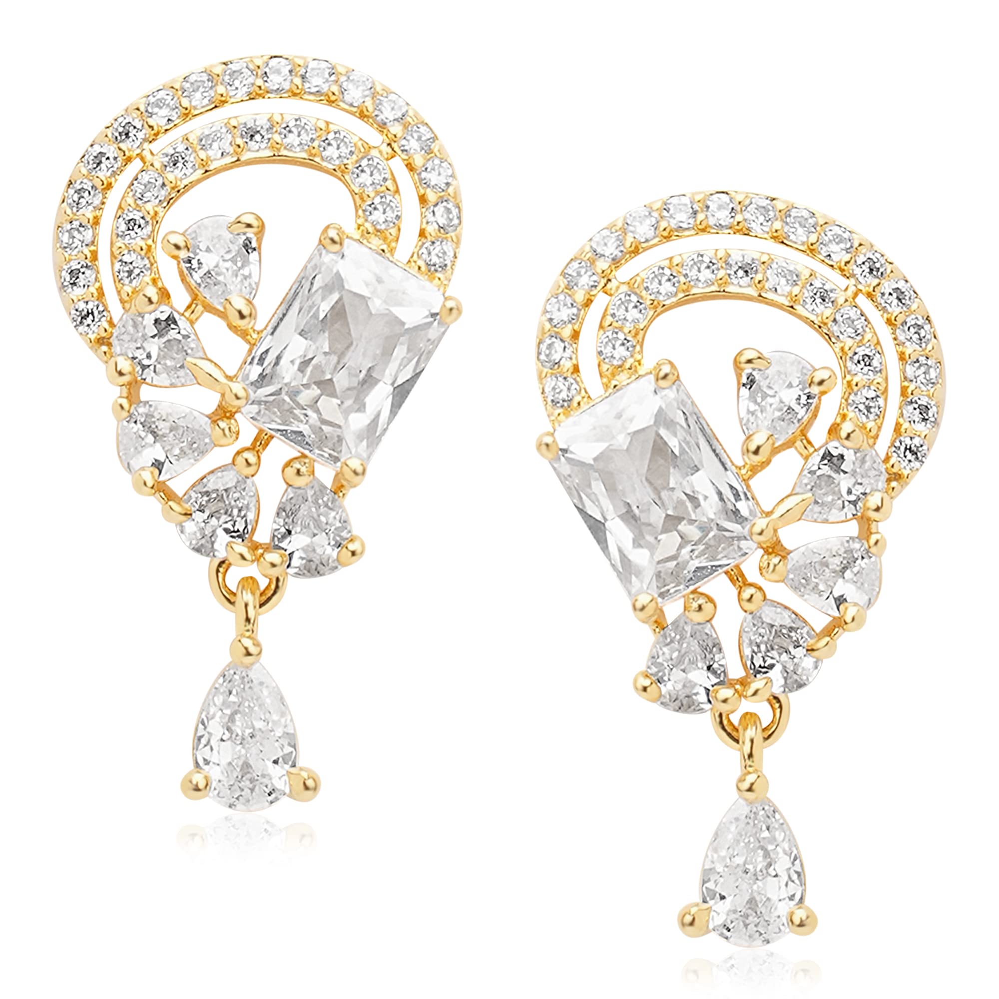 Hot And Bold Earrings With White Solitaire Swarovski Crystal Diamond Stylish Fashion Jewellery. (Gold Diamond Classic Stud earrings) (B0BTYMXPGZ) Amazon Price History, Amazon Price Tracker