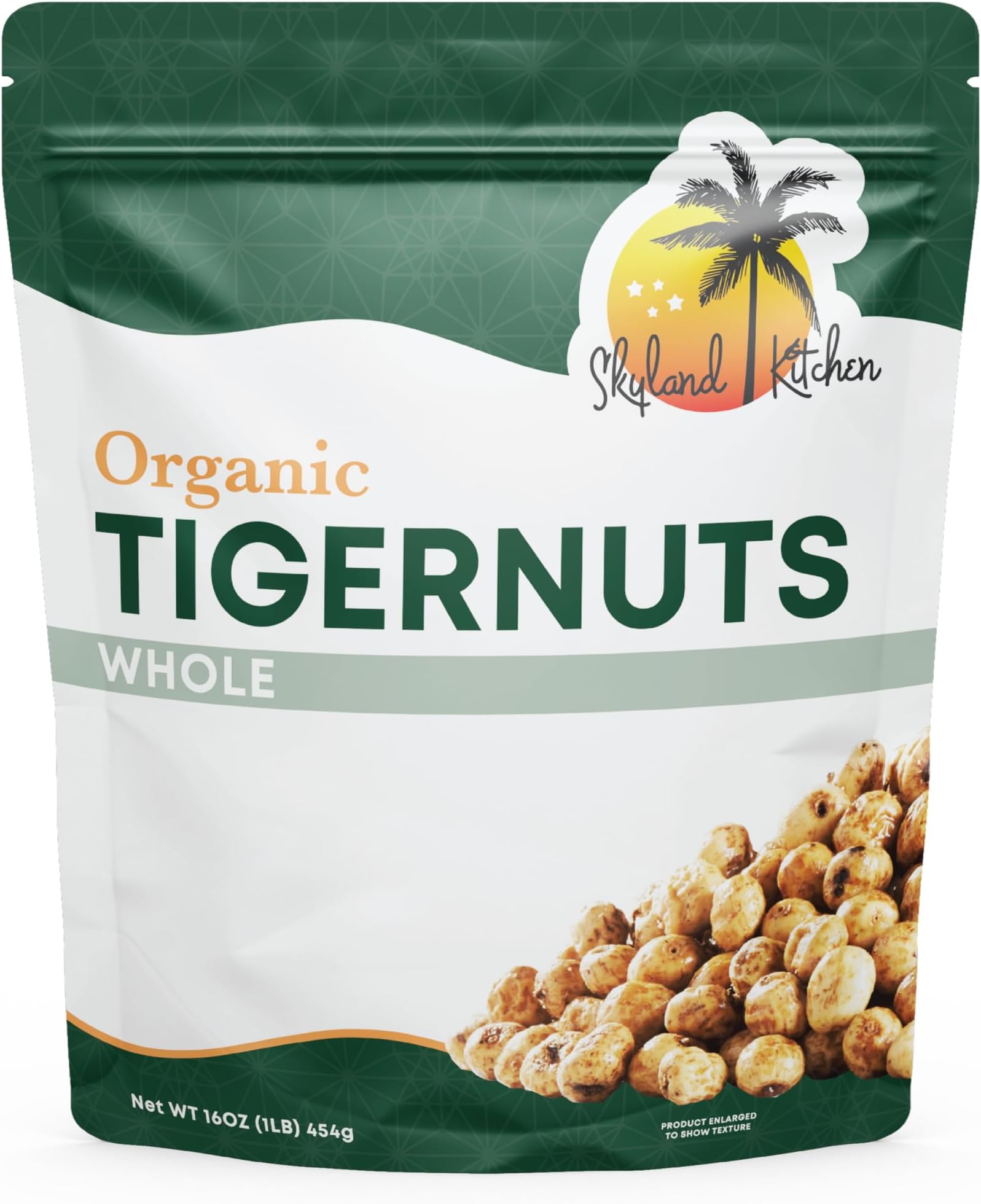 Skyland Kitchen Whole Organic Tigernuts, 16oz Bag, Gluten-Free, Raw Snack. Edible tubers, free of all allergens.