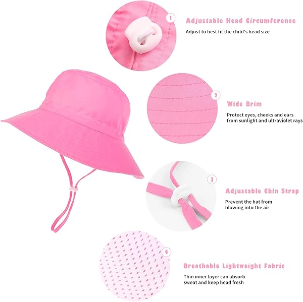 DRESHOW Baby Sun Hat Toddler Sun Protection Animal Cap Unisex Summer Bucket Hat with Chin Strap UPF 50+ - 4