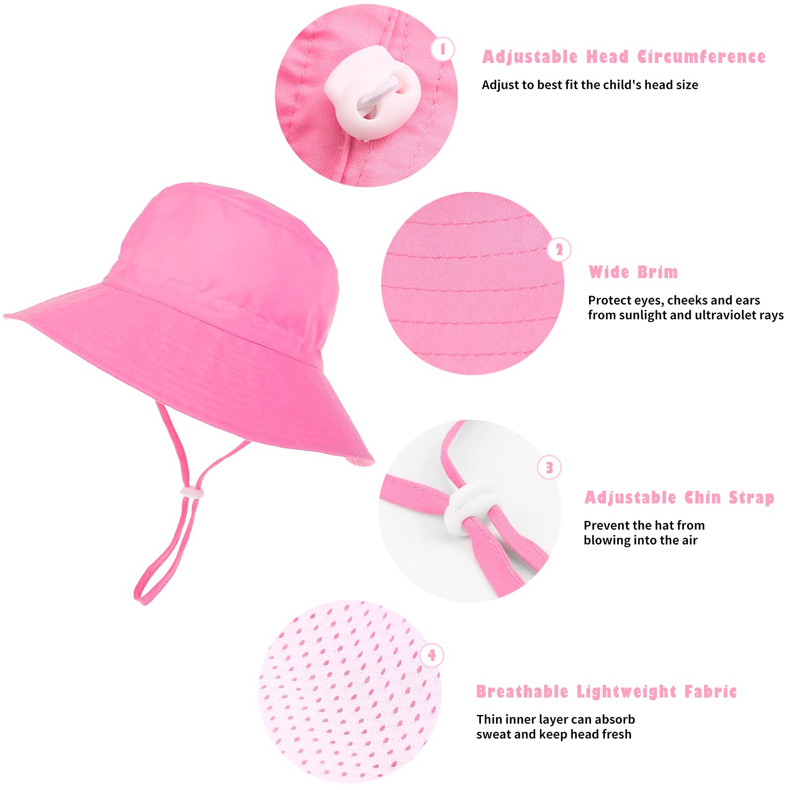 DRESHOW Baby Sun Hat Toddler Sun Protection Animal Cap Unisex Summer Bucket Hat with Chin Strap UPF 50+ — view 4