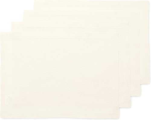 Miniatura 56 de Solino Home - Juego de 4 manteles individuales de 14 x 19 pulgadas, lino europeo 100% lino puro, tejido natural, hecho a mano, lavable a máquina,