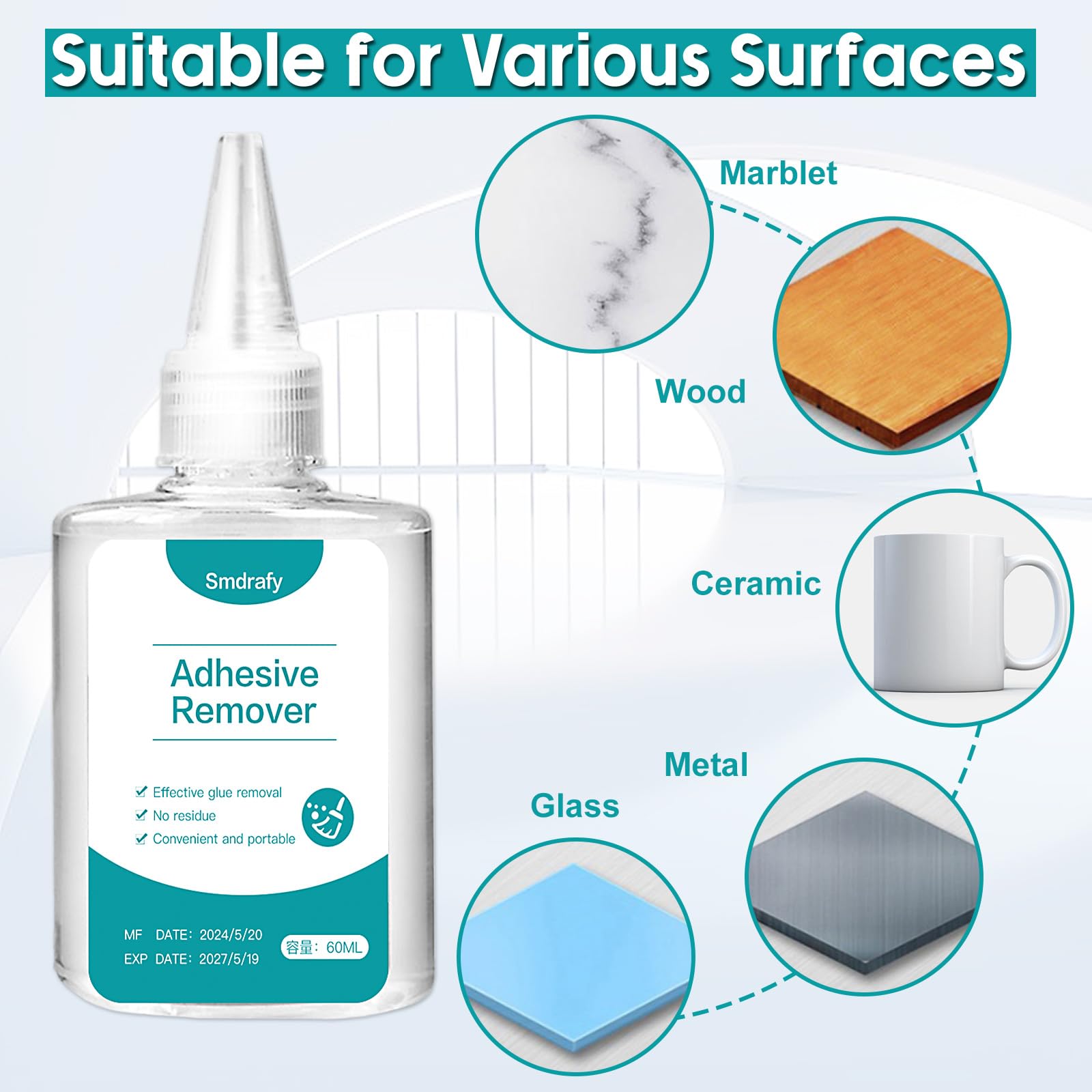 Dissolvant Colle Décapant Adhésif Enlève Étiquettes 60ML