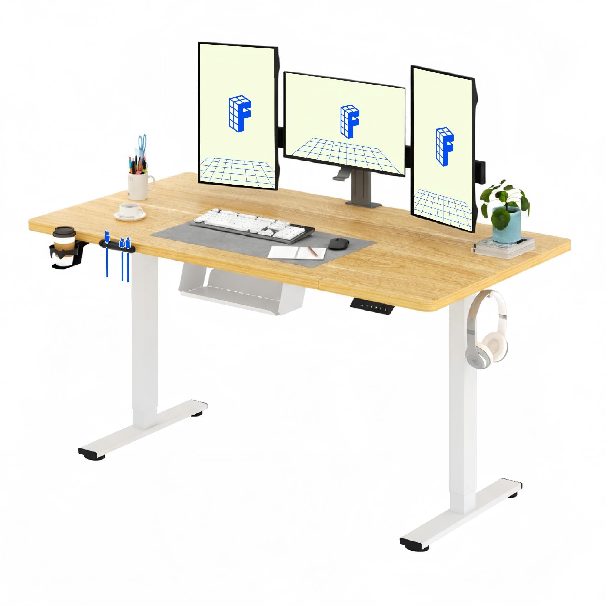 FLEXISPOT QE1 Biurko regulowane elektrycznie z funkcją pamięci w panelu sterowania, biurko do pracy zdalnej (Szary + Szary, 120 x 80 cm)