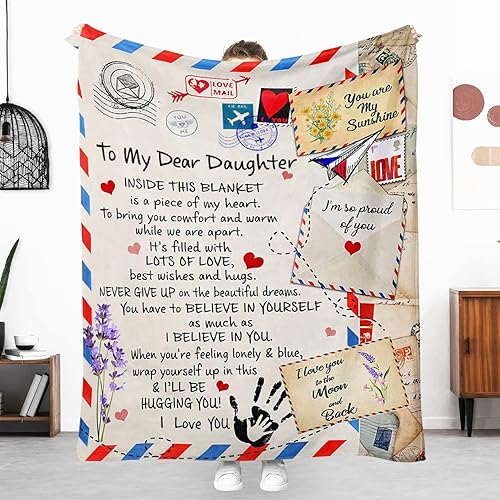 Miniatura 2 de Manta de forro polar con texto en inglés To My Daughter from Mom Dad You are My Sunshine, ultra suave, microligera, cálida para cama (para mi hija,