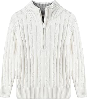 Boys Cable Knit Quarter Zip Sweater Mock Neck Pullover