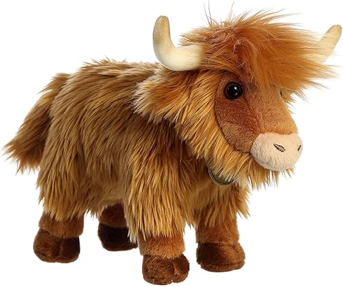 Aurora® Animal de peluche realista Miyoni® Highland Ganado - Detalle realista - Compañerismo apreciado - Marrón 10 pulgadas