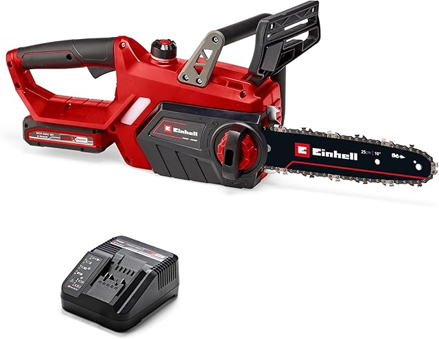 Einhell Einhell Akku-Kettensäge mit Schnittlänge 25 cm, Qualitätsschwert und Kettenfangbolzen, Set mit Schnellladegerät — Akku-Kettensägen