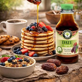 Good Balance Health Organic Date Syrup Sweetener, Natural Sugar Alternative for Coffee, Tea, Baking and Cooking, Vegan Paleo Gluten Free, Kosher, 22.5 oz Squeeze Bottle