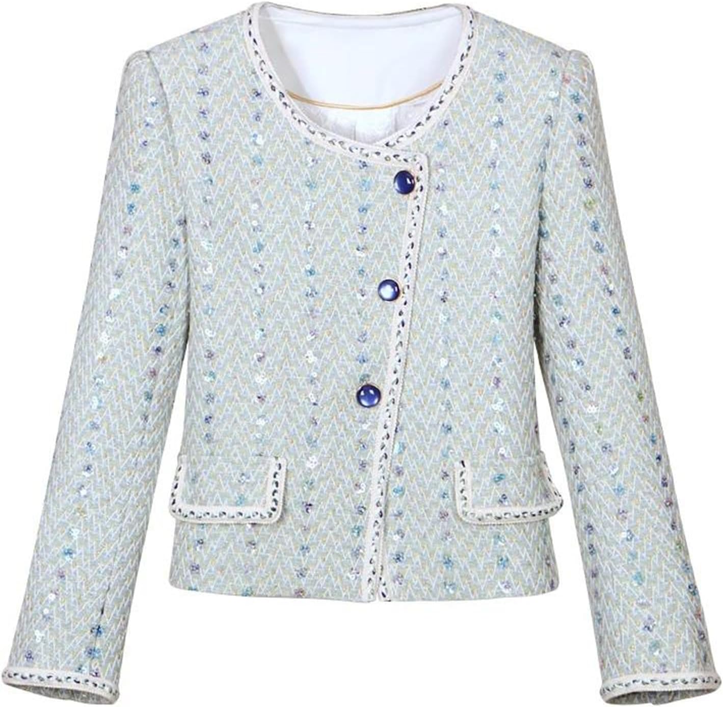 [Mnjyihy] レディース ツイード ツーピース スーツセット - ショート丈 ブレザー ジャケット スカート エレガントなビジ