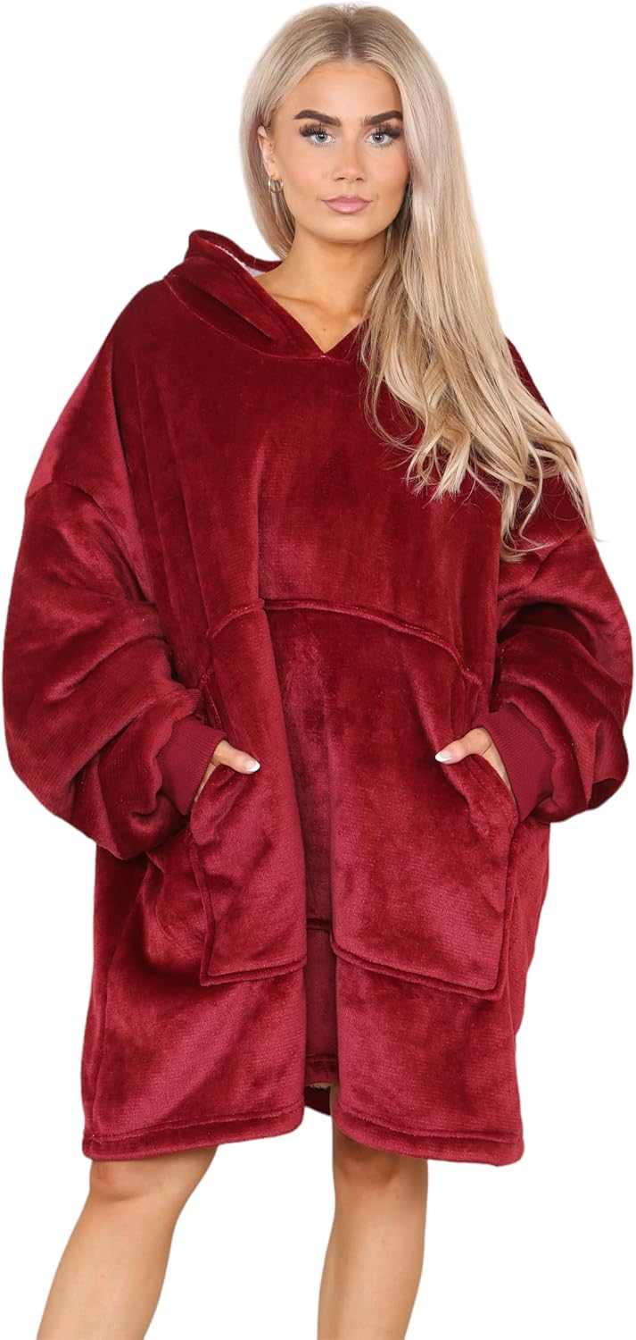 Hooded Blanket with Ultra Soft Sherpa Lining Warm Cosy Blanket