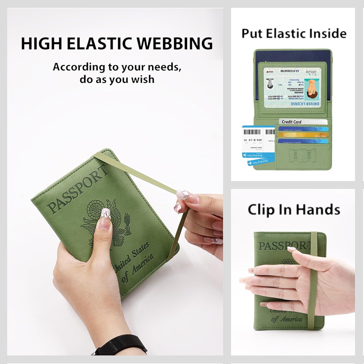 Melsbrinna RFID Passport Holder for Travel, Unisex Adults, Green, Faux Leather, Travel Wallet, RFID Protected image 2