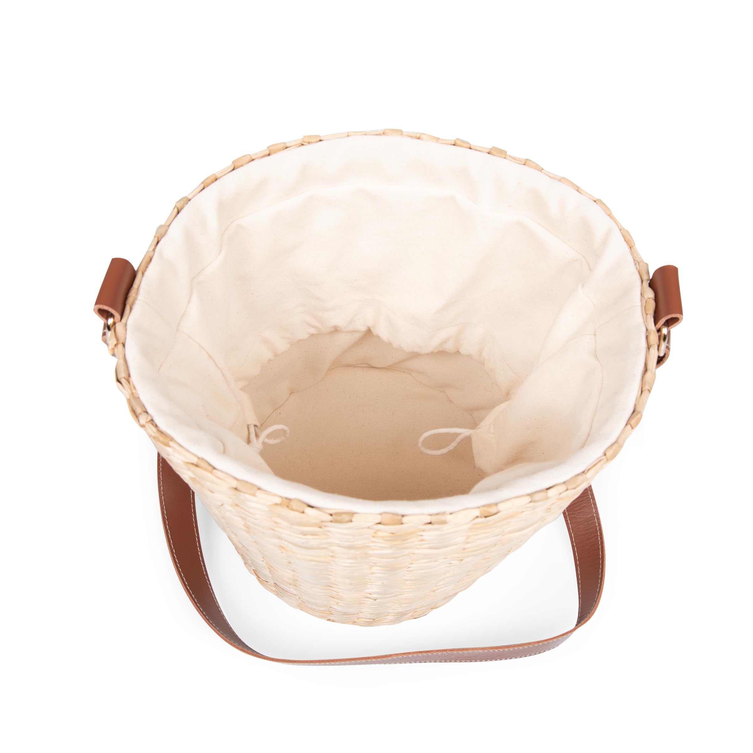 PICNIC TIME Palermo Rush - Bolsa de mano aislada con correas de cuero, bolsa de playa aislada, bolsa de picnic (lona beige)