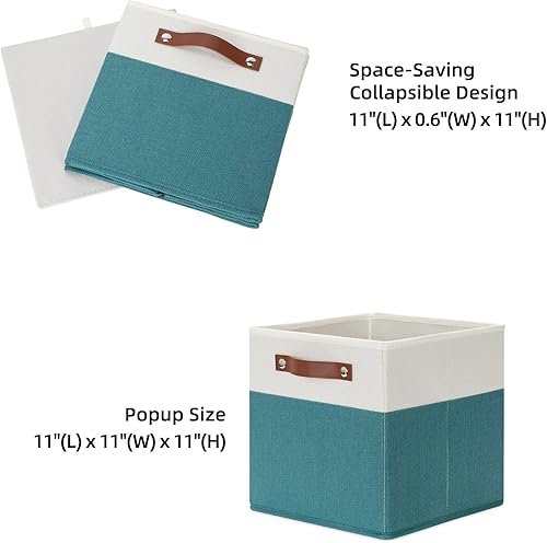 Vista 146 de HNZIGE Juego de 4 canastas de almacenamiento de tela, 12 x 12 pulgadas, juego de 4, canastas decorativas para organizar con asas, cubos cuadrados