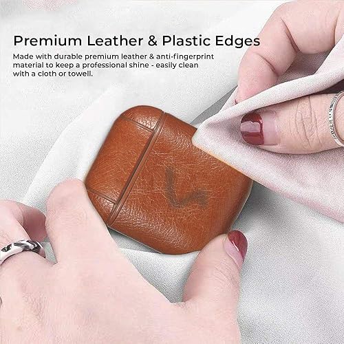 Miniatura 7 de Funda de cuero para AirPods con clip para llavero, funda protectora de cuero vegano duro para Apple AirPods 1 y 2 (rojo)