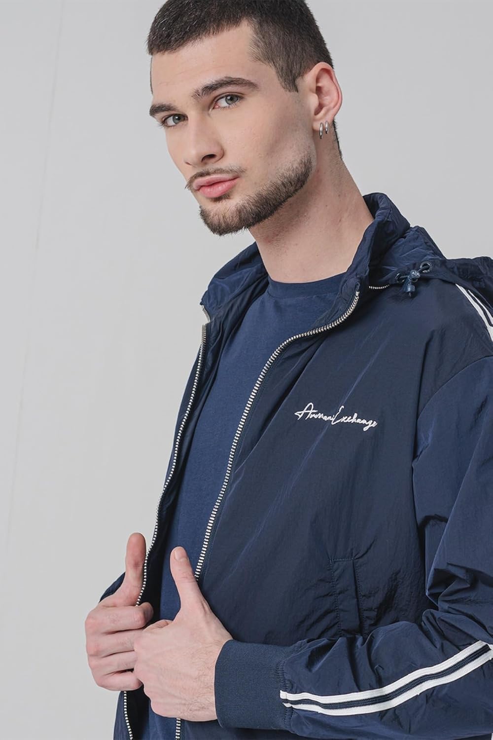 Armani Exchange mens Signature Logo Bomber Jacket - Image 3