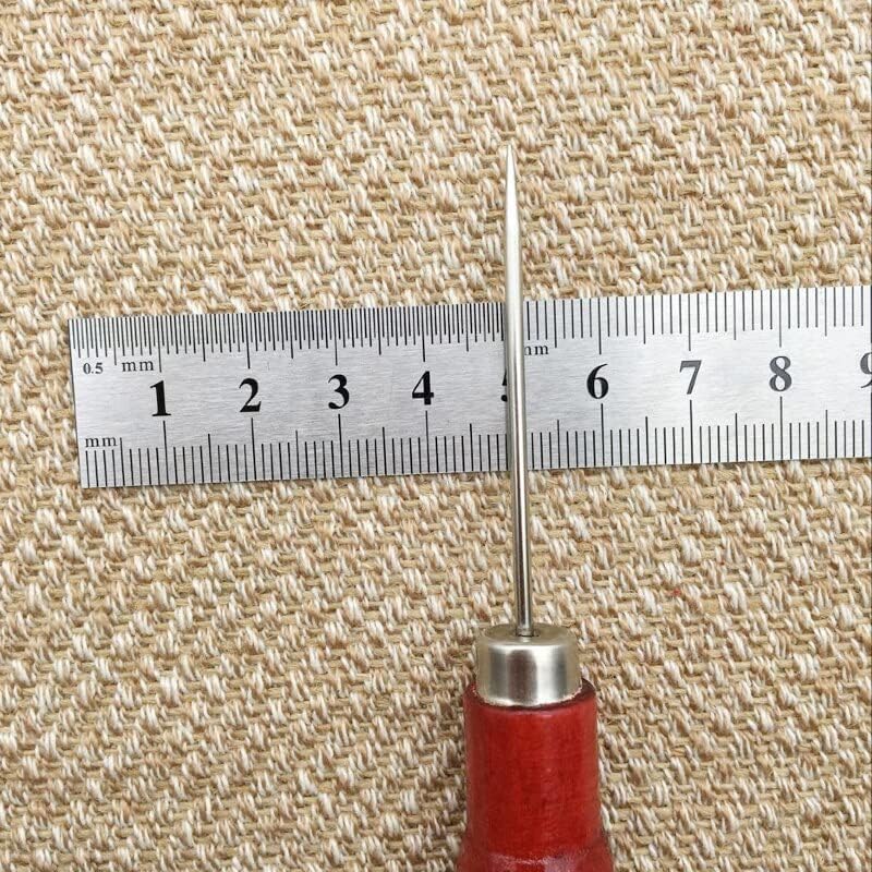 10pcs DIY Handmade Tool Wood Handle Steel Sewing Crochet Hook + Awl Leather Tools Straight Head Needle Shoe Repair Stitcher