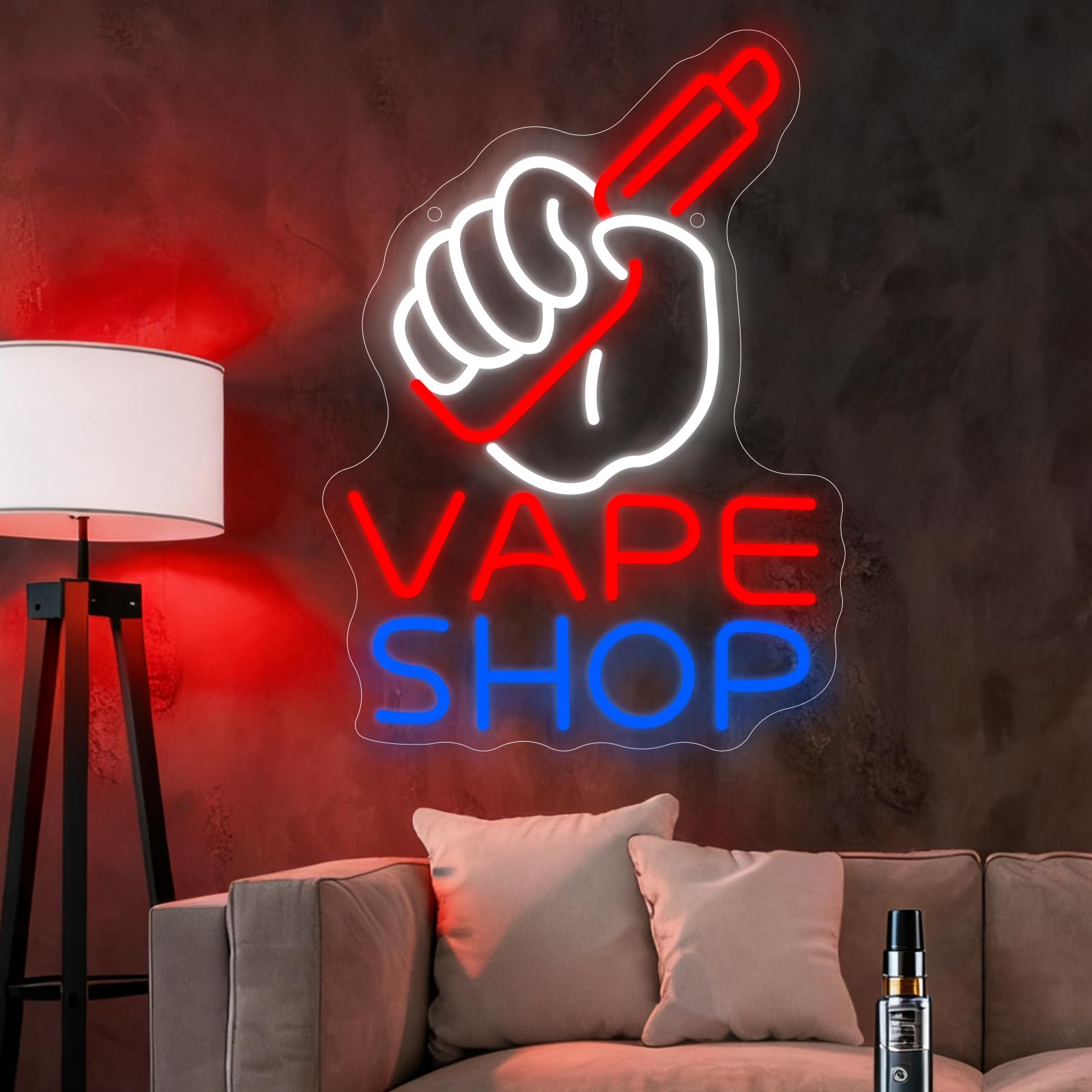 VAPE Shop Neon Sign Smoke Shops Neon Light Dimmable USB powered Neon Sign for Business Store Smoking Store Neon Night Light Birthday Christmas Dad Husband 11.41”X15.74”