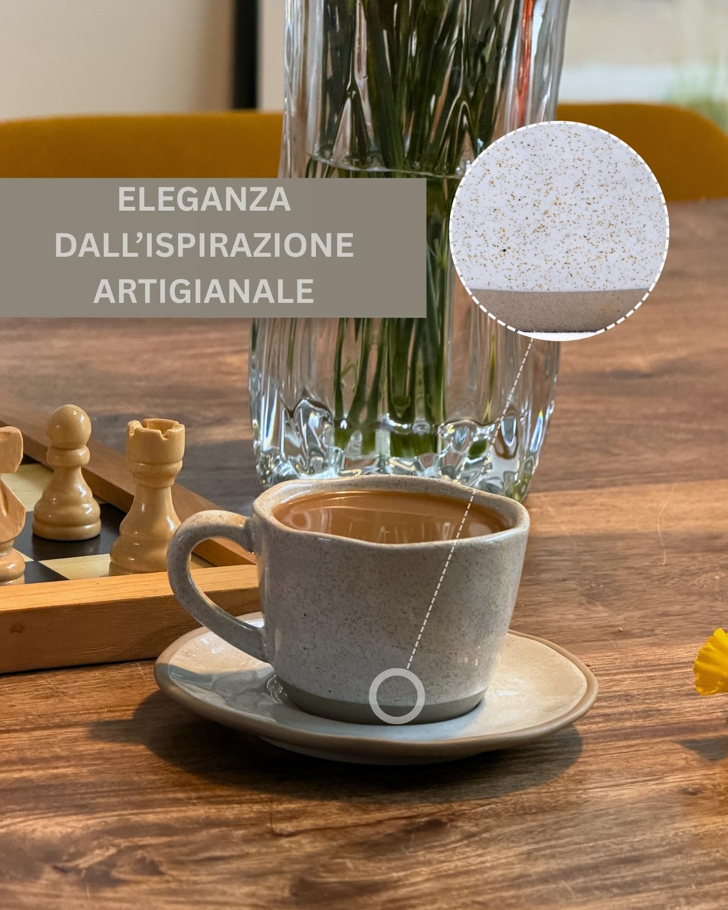 Set Tazzine da Caffè 12 Pezzi con Piattini, Servizio Espresso per 6 Persone | BRICARD Albi | 100 ml Ceramica Grigio Chiaro, Tazzine Moka e Caffè Turco, Lavastoviglie e Microonde, Idea Regalo