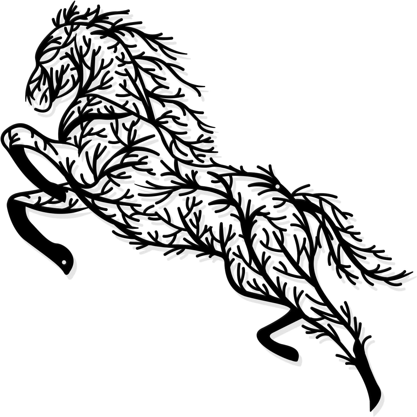 NBEADS Tree Branche Horse Metal Wall Art Decor, Black Wall Hanging