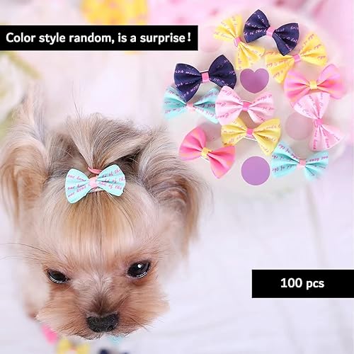 Miniatura 8 de DORUI Arcos para perro 70 piezas35 pares de lazos para el pelo de cachorros Yorkie para perros pequeños lazos para el cabello hechos a mano bonitos