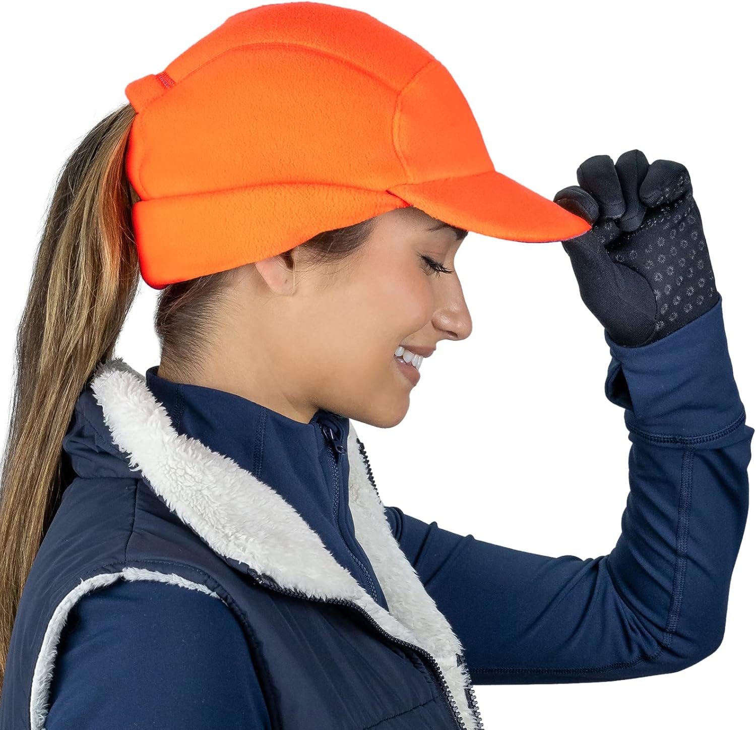 TrailHeads Fleece Ponytail Hat for Women – Trailblazer Reflective Winter Hat with Ponytail Hole for Workouts