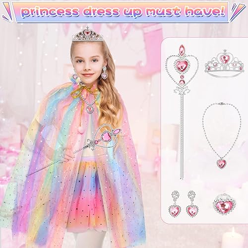 Miniatura 2 de Princess Dresses for Girls,Princess Dress Up Clothes Cape Skirt Toys for 3-6 Year Old Girl,Easter Birthday Gift Idea
